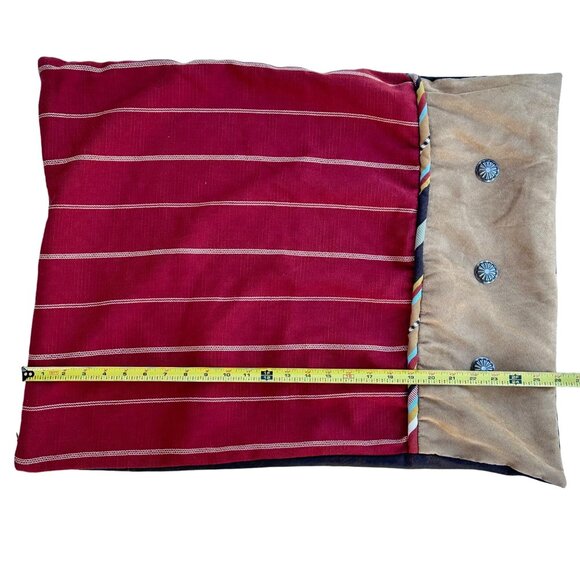 HiEnd Accents Calhoun Red Striped Faux Seude Pillow Sham Standard Button Accent - Picture 6 of 10